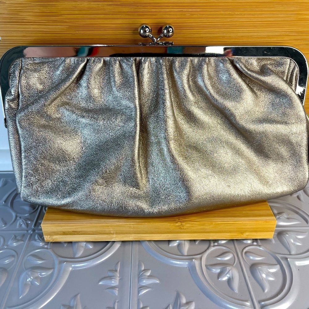 Express silver small clutch purse